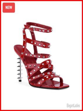 Studded Gladiator Ankle Strap Open Toe Sandals Rivet Stiletto Heels PU Leather